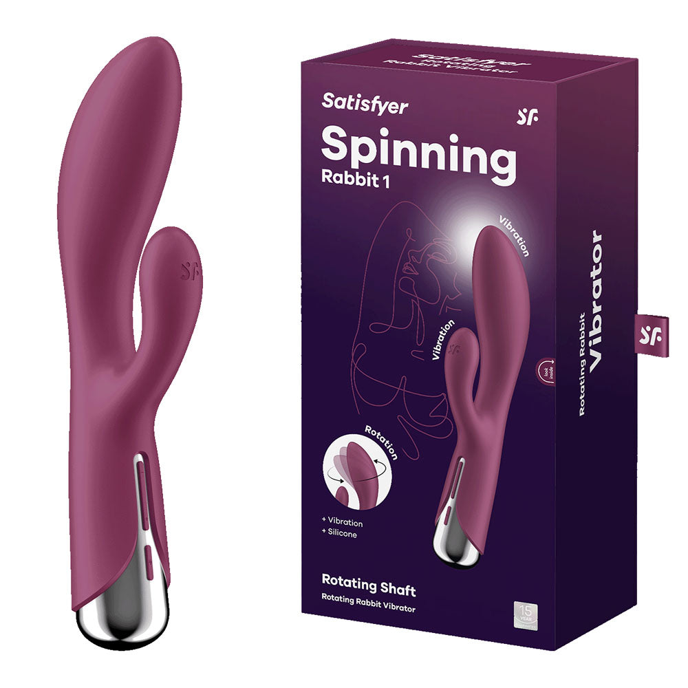Satisfyer Spinning Rabbit 1 purple rabbit vibrator with packaging