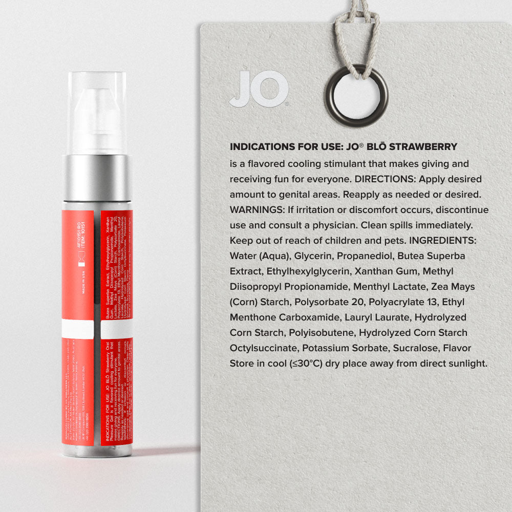 JO Blo Strawberry - Strawberry Flavoured Oral Pleasure Gel - 30 ml Bottle
