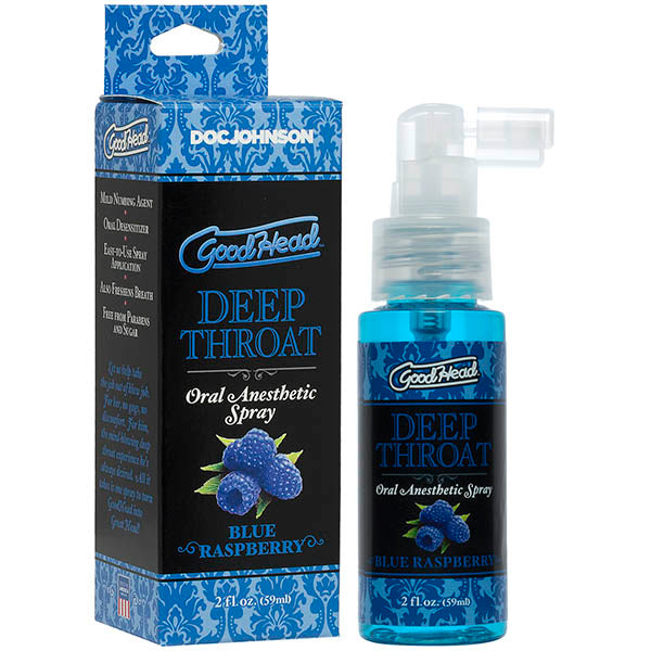 GoodHead Deep Throat Spray - Blue Raspberry - Blue Raspberry Flavoured Deep Throat Spray - 59 ml Bottle