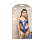 OPULENCE Crotchless Pearl Halter Teddy SM - Royal Blue - S/M Size