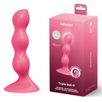 Satisfyer Triple Ball-R - Red - Red 18 cm Beaded and Weighted Dildo