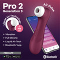 Satisfyer Pro 2 Generation 3 with App Control - Wine Red - Wine Red Touch-Free USB-C Rechargeable Clitoral Stimulator