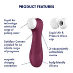 Satisfyer Pro 2 Generation 3 with App Control - Wine Red - Wine Red Touch-Free USB-C Rechargeable Clitoral Stimulator