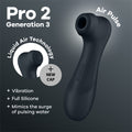 Satisfyer Pro 2 Generation 3 - Dark Grey - Dark Grey Touch-Free USB-C Rechargeable Clitoral Stimulator
