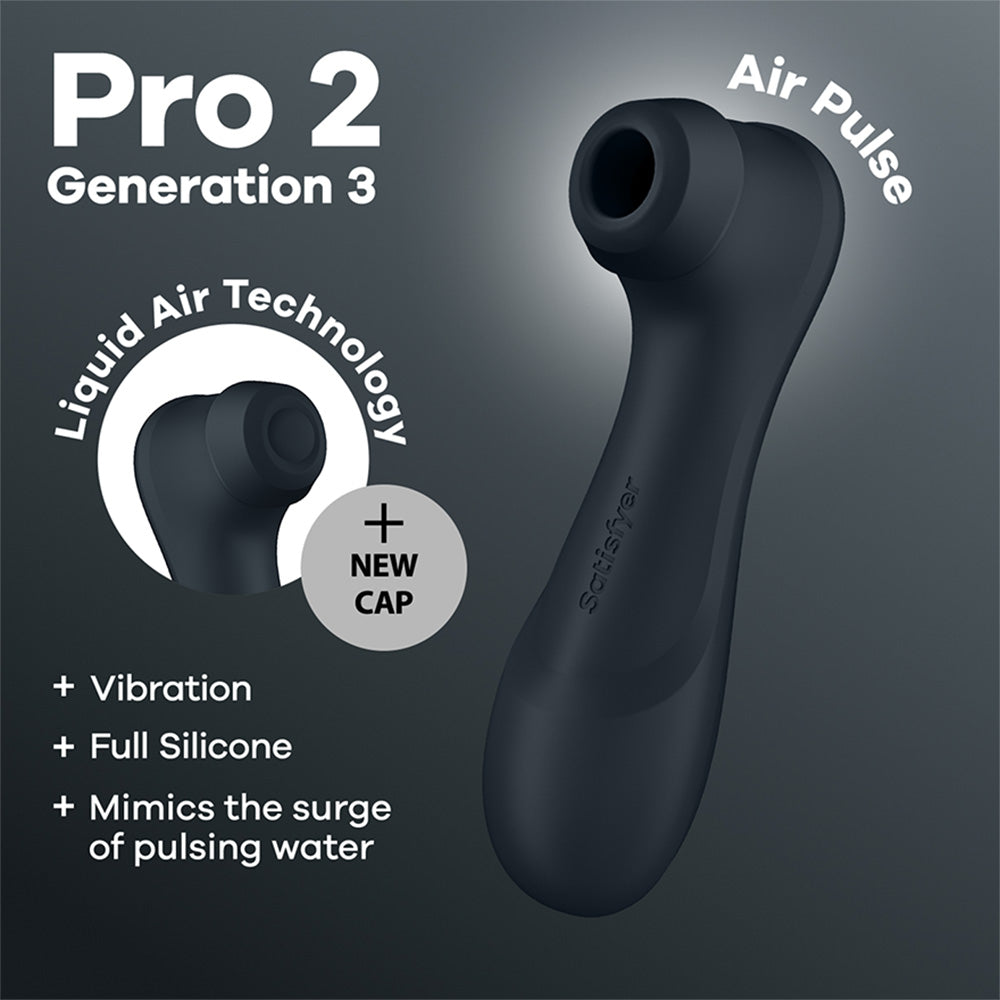 Satisfyer Pro 2 Generation 3 - Dark Grey - Dark Grey Touch-Free USB-C Rechargeable Clitoral Stimulator