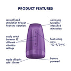 Satisfyer Men Heat Vibration - Battery Series - Purple Heating and Vibrating Masturbator