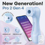 Satisfyer Pro 2 Generation 4 - Serene Blue - Blue Touch-Free USB-C Rechargeable Clitoral Stimulator with App Control