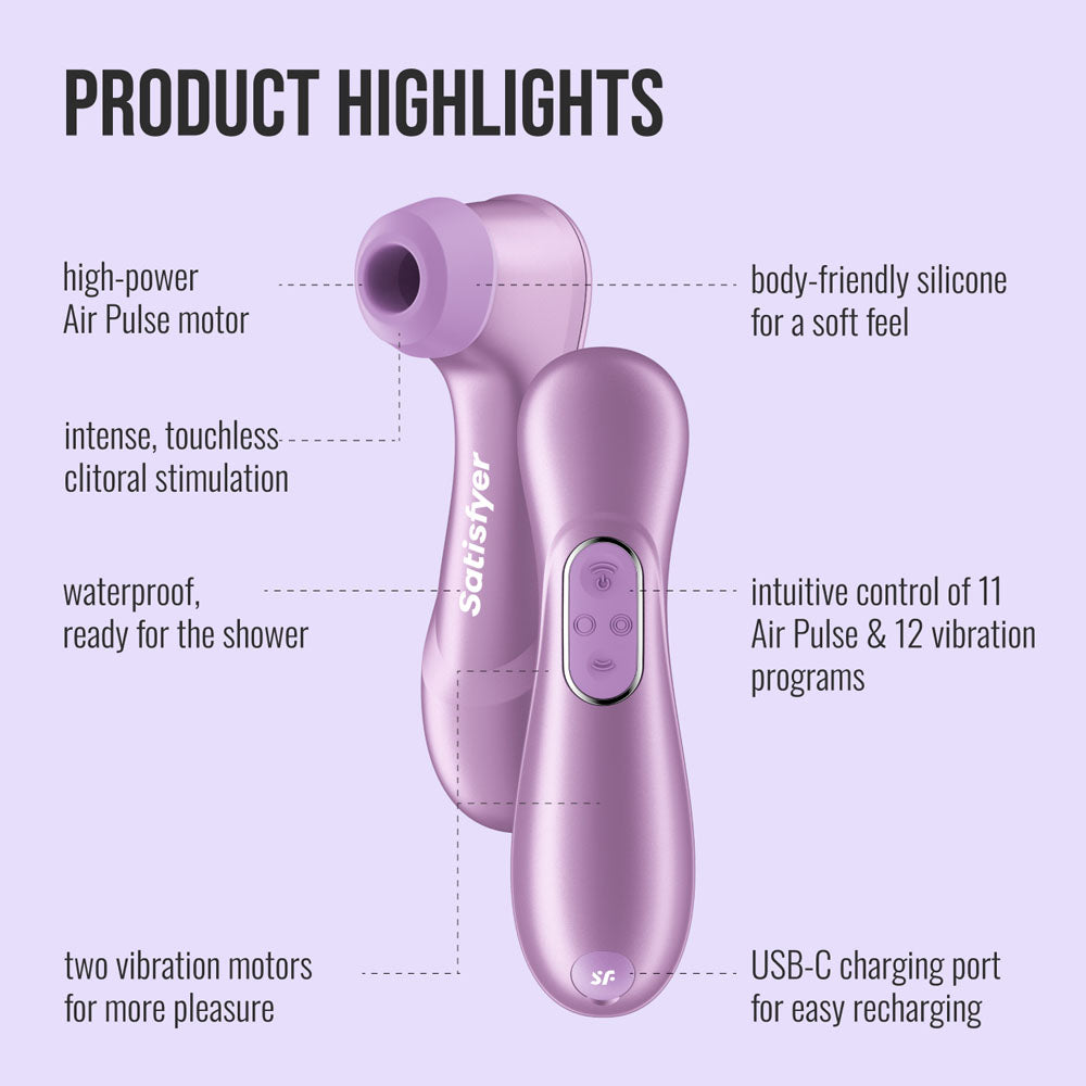 Satisfyer Pro 2 Generation 4 - Amethyst - Amethyst Touch-Free USB-C Rechargeable Clitoral Stimulator with App Control