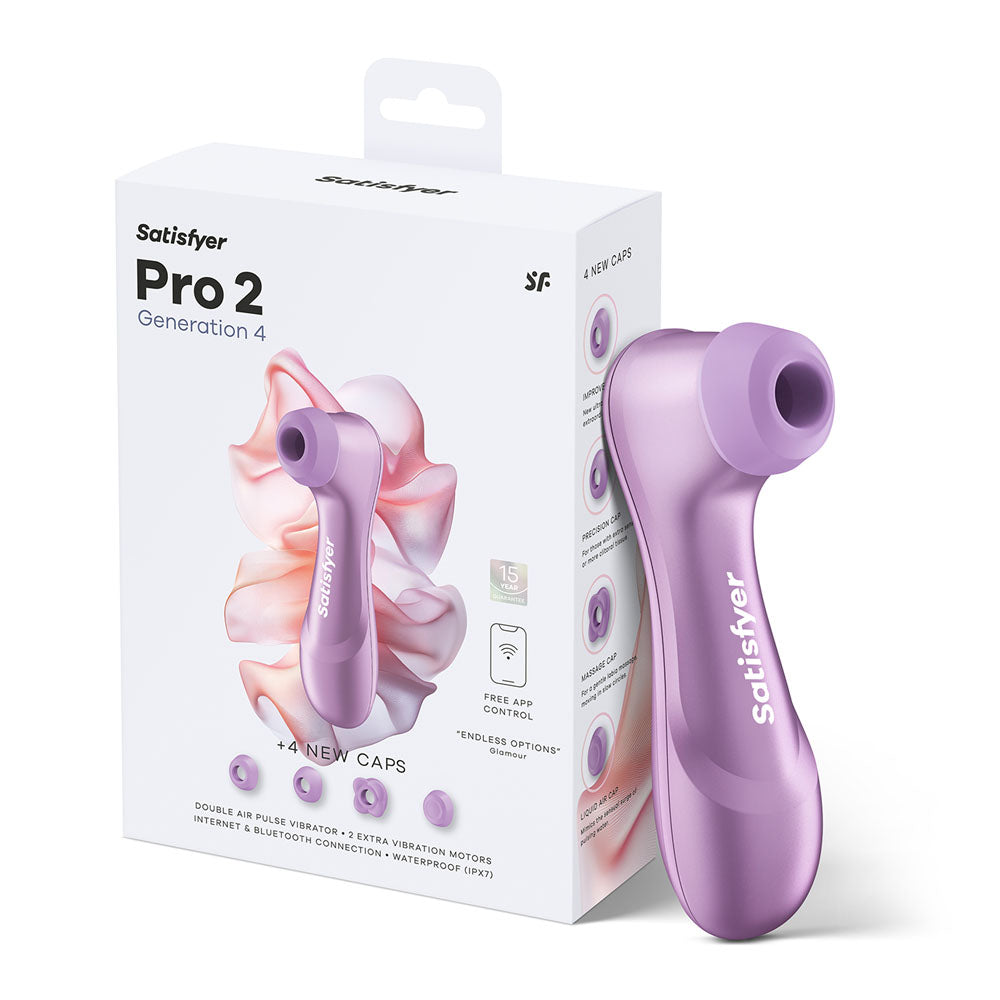 Satisfyer Pro 2 Generation 4 - Amethyst - Amethyst Touch-Free USB-C Rechargeable Clitoral Stimulator with App Control