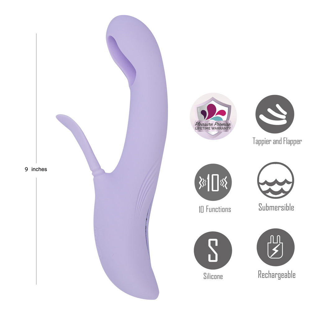 Maia CHARLI - Lavender 22.9 cm USB Rechargeable Flapping & Tapping Rabbit Vibrator
