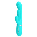 Party Up ANDY Multi Function Vibrator - Teal - Teal 22.2 cm USB Rechargeable Rabbit Vibrator with Flicking and Thumping Tip