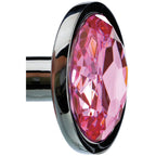 Adam & Eve Pink Gem Anal Plug - Medium - Silver Medium 8.2 cm Metal Butt Plug with Pink Gem