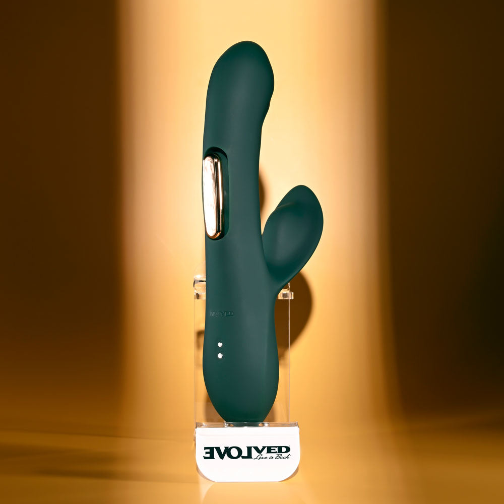 Evolved HEART OF GOLD - Green USB Rechargeable Rabbit Vibrator