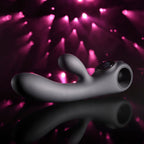 Evolved BLACK MAGIC - Black 20 cm USB Rechargeable Rabbit Vibrator with LED Screen