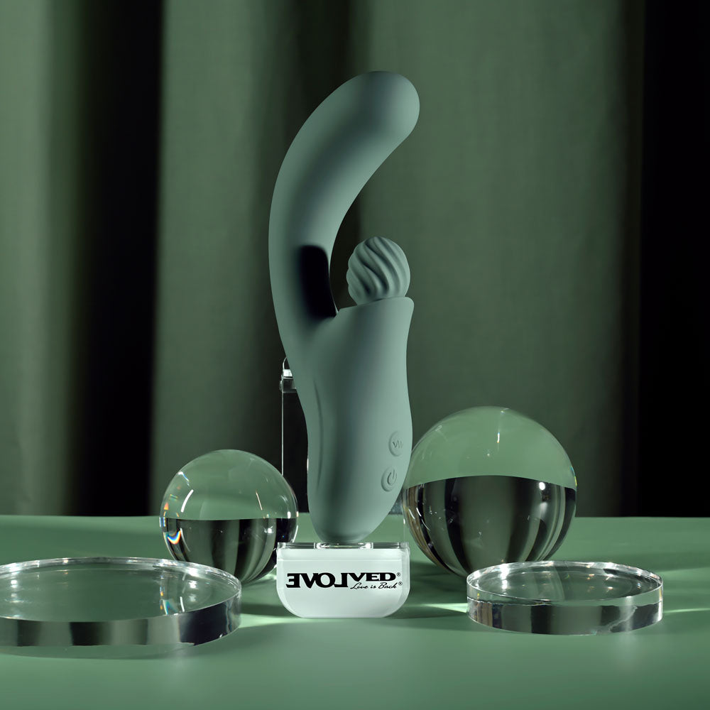 Evolved SPIRAL CHARM - Green 18 cm USB Rechargeable Rabbit Vibrator