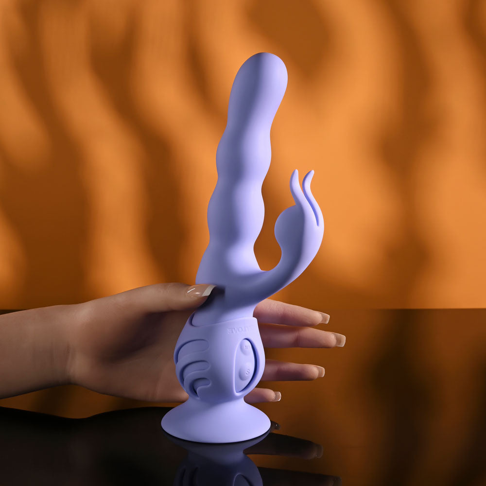 Evolved WIGGLY BUNNY - Purple USB Rechargeable Rabbit Vibrator with Suction Base