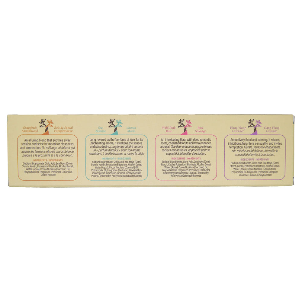 EB Aphrodisiac Bath Fizzers - Scented Bath Bombs - Set of 4 Scents