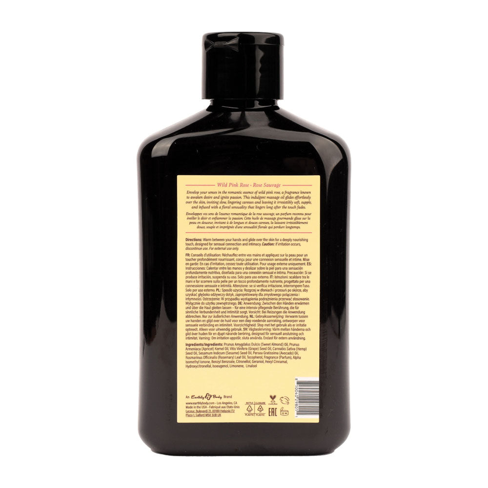 EB Aphrodisiac Massage Oil WILD PINK ROSE - 250 ml - Wild Pink Rose Scented Massage Oil - 250 ml Bottle
