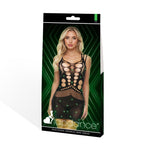 LAPDANCE Shattered Sparkle Mini Dress - OS - Black with Glow in Dark Pattern - One Size