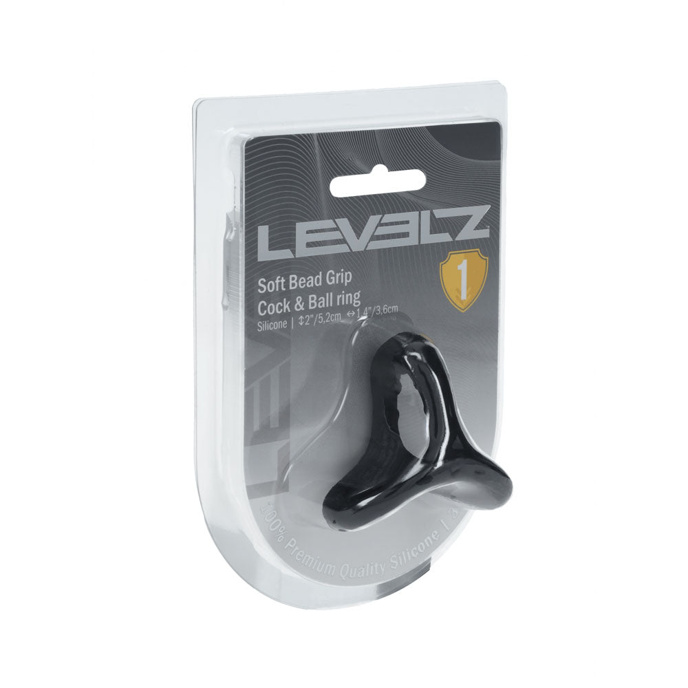 LEVELZ Soft Bead Grip Silicone Cock Ring - Black - Black Cock & Balls Rings