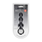 LEVELZ Beaded Silicone Anal Probe with Loop - Black 15.3 cm Beaded Anal Plug