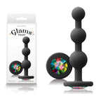 Glams Ripple - Rainbow Gem - Black - Black 11.4 cm Butt Plug with Rainbow Gem Base