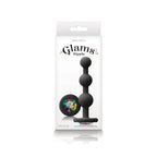 Glams Ripple - Rainbow Gem - Black - Black 11.4 cm Butt Plug with Rainbow Gem Base