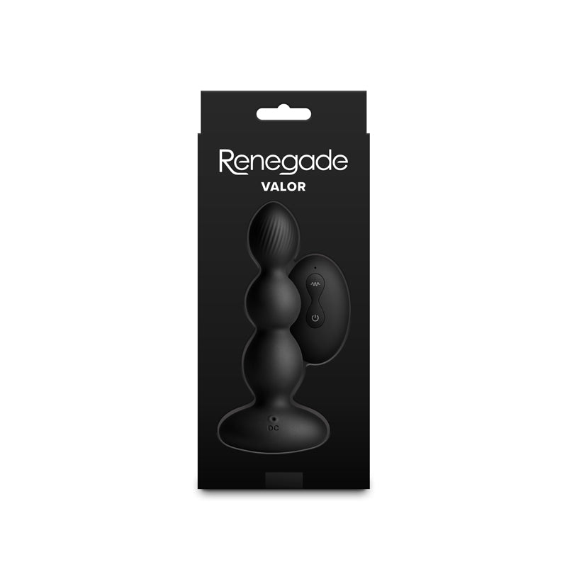 Renegade Valor - Black - Black 13.7 cm USB Rechargeable Vibrating Anal Beads with Wireless Remote
