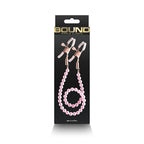 Bound Nipple Clamps - DC1 - Pink - Gold Nipple Clamps with Pink Pearl Chain
