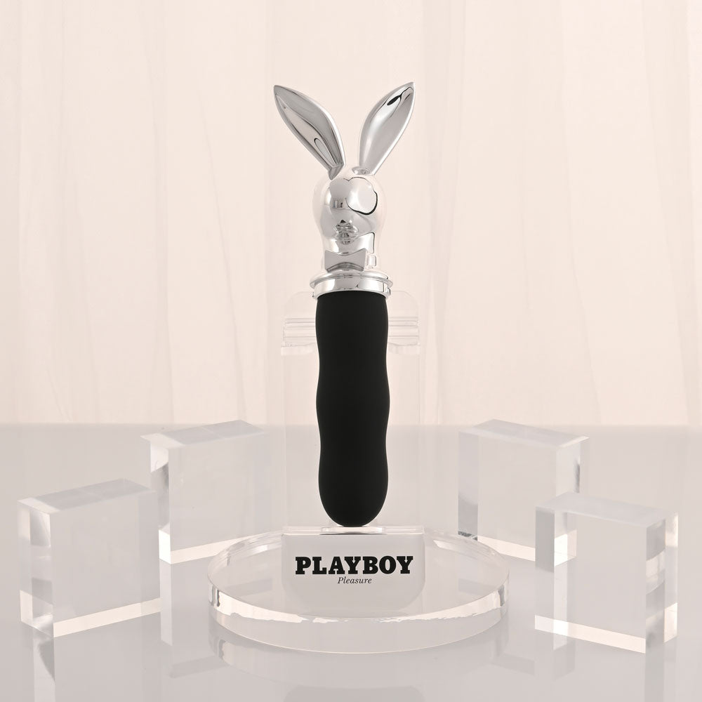 Playboy Pleasure BUNNY ON THE GO - Black/Chrome 18.6 cm USB-C Rechargeable Vibrator