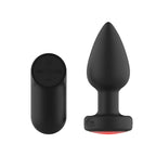 Passion Play Vibrating Butt Plug with LED Base - M - Black 10.4 cm USB Rechargeable Vibrating Butt Plug with LED Base and Wireless Remote