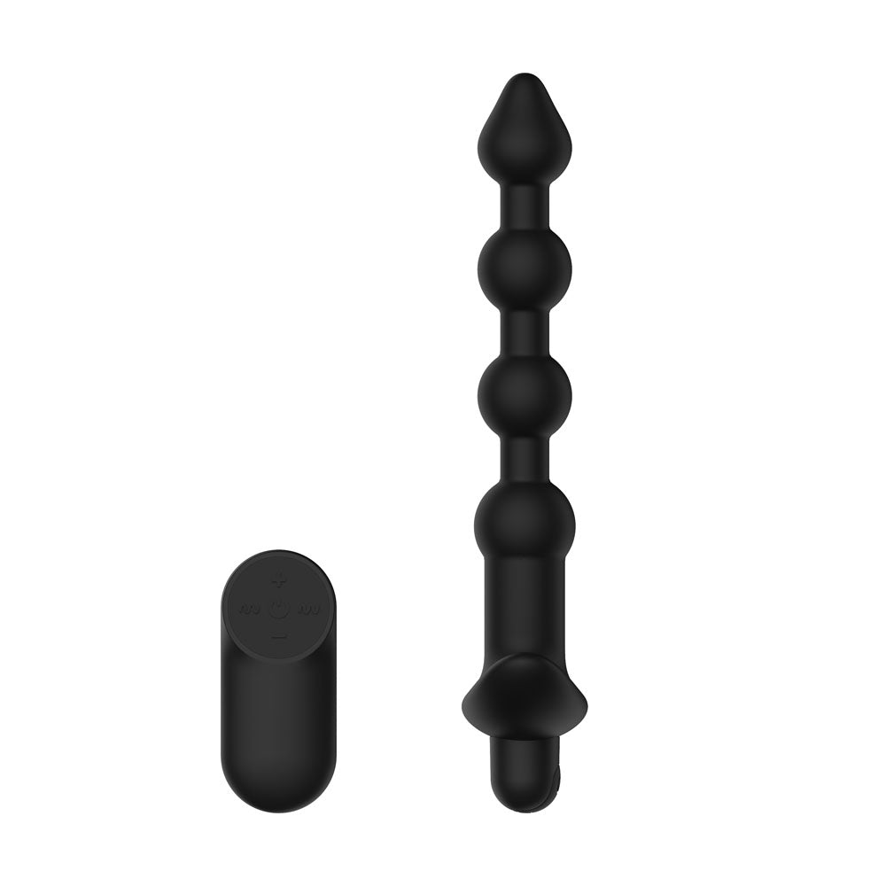 Passion Play Vibrating Anal Beads with Remote - Black USB Rechargeable Vibrating Anal Beads with Wireless Remote
