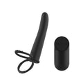 Passion Play Vibrating Double Penetrator with Remote - Black USB Rechargeable Vibrating Double Penetrator Cock Ring with Wireless Remote