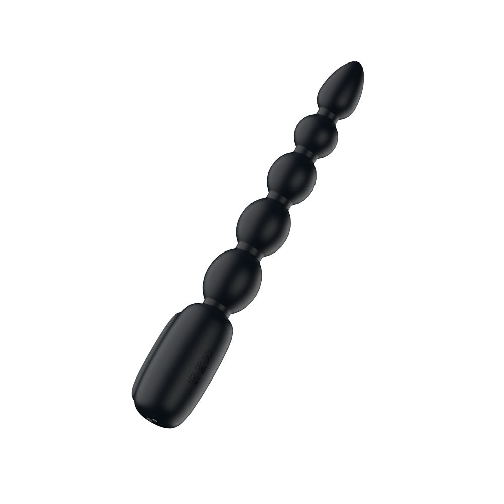 Passion Play Vibrating Anal Beads with LED Screen - Black 23 cm USB Rechargeable Vibrating Anal Beads
