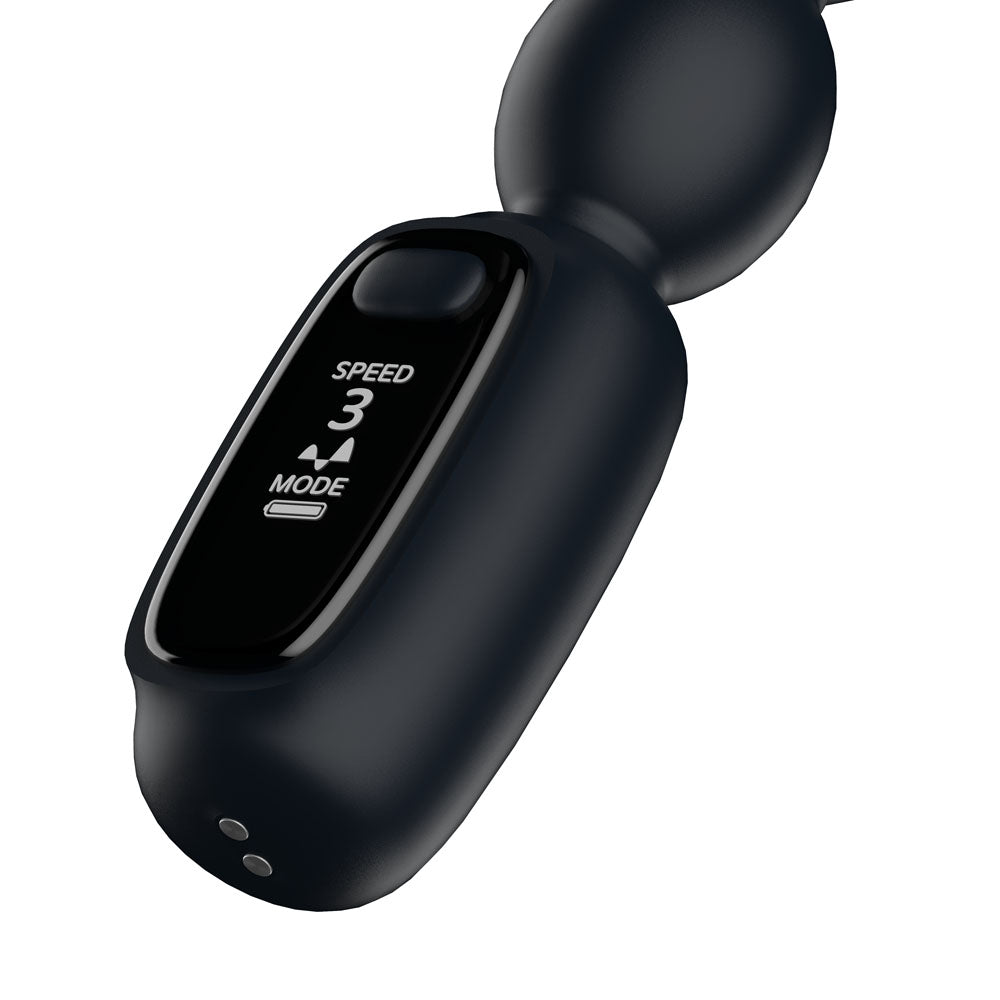 Passion Play Vibrating Anal Beads with LED Screen - Black 23 cm USB Rechargeable Vibrating Anal Beads