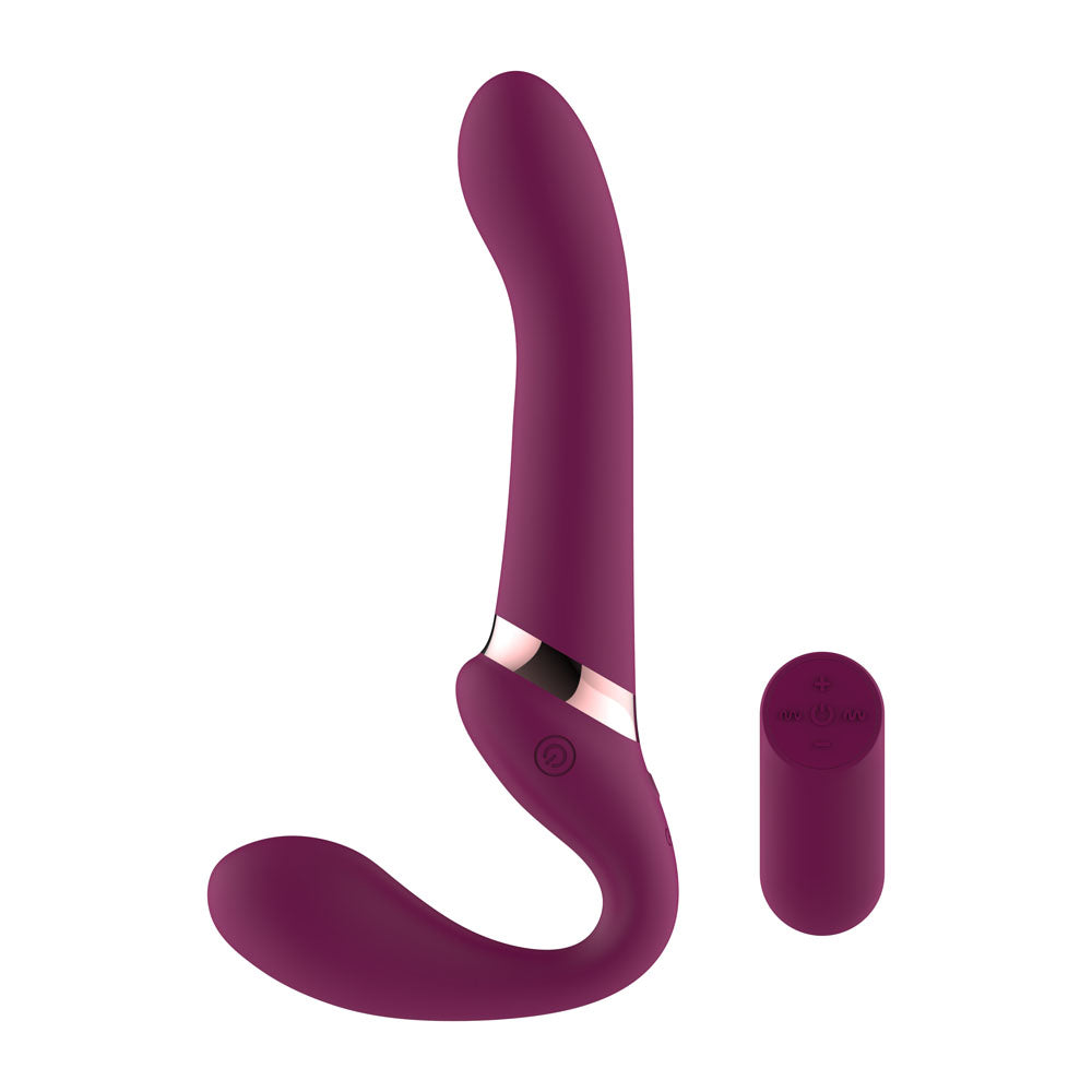 Passion Play Strap-less Dildo with Remote Controller - Purple 25 cm USB Rechargeable Strapless Strap-On with Wireless Remote
