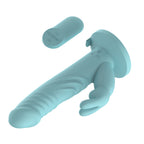 Passion Play Vibrating Rabbit Dildo with Remote - Blue 21.6 cm USB Rechargeable Rabbit Vibrator with Wireless Remote