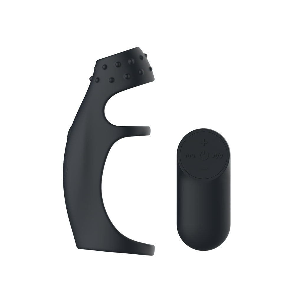 Passion Play Vibrating Cockring Sleeve - Black USB Rechargeable Vibrating Penis Sleeve with Wireless Remote