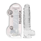 RealRock 9'' Realistic Dildo With Balls - Clear 22.9 cm Dong