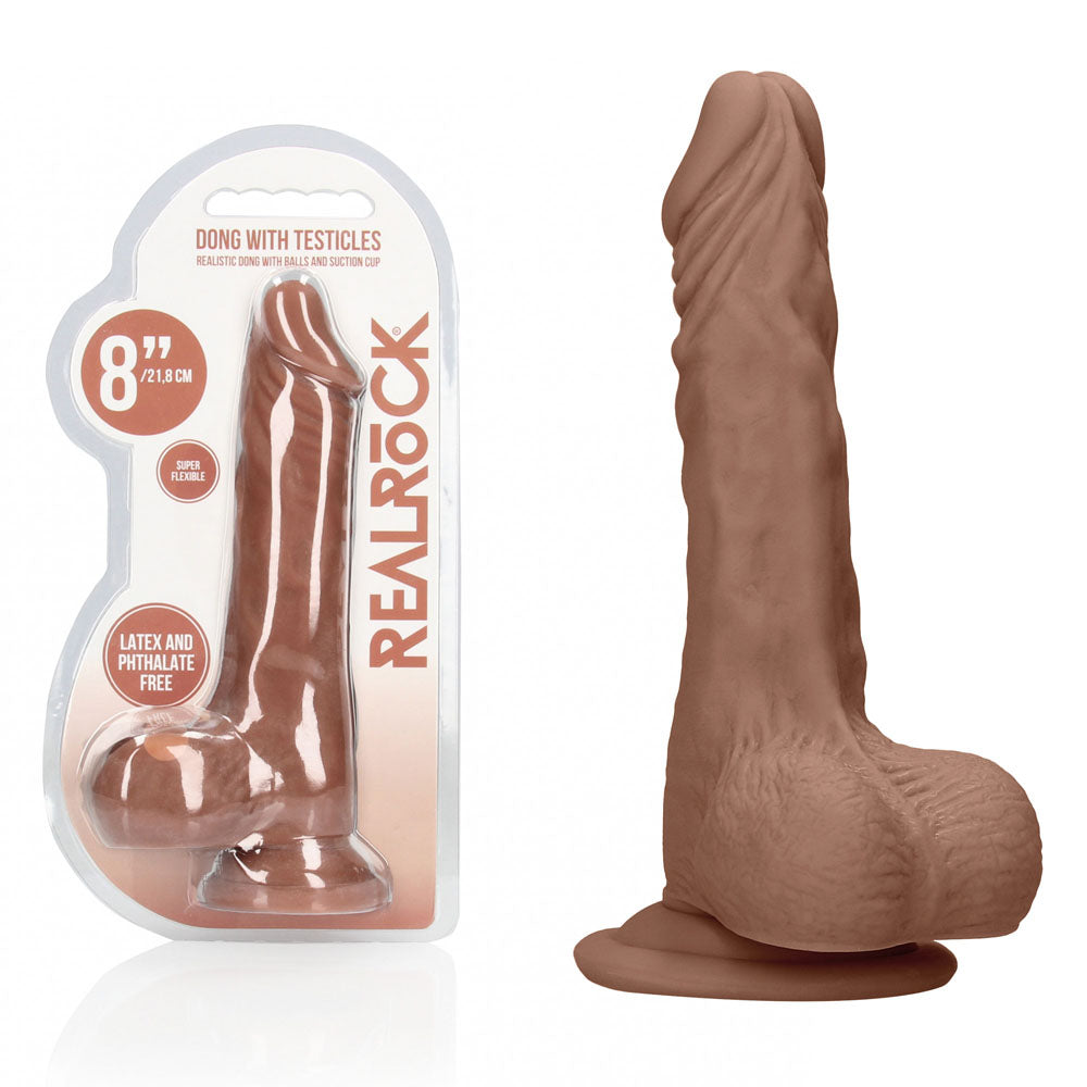 REALROCK 8'' Realistic Dong with Balls - Tan - Tan 20.3 cm Dong