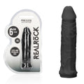 REALROCK 6'' Realistic Penis Sleeve - Black - Black 15.2 cm Penis Extension Sleeve
