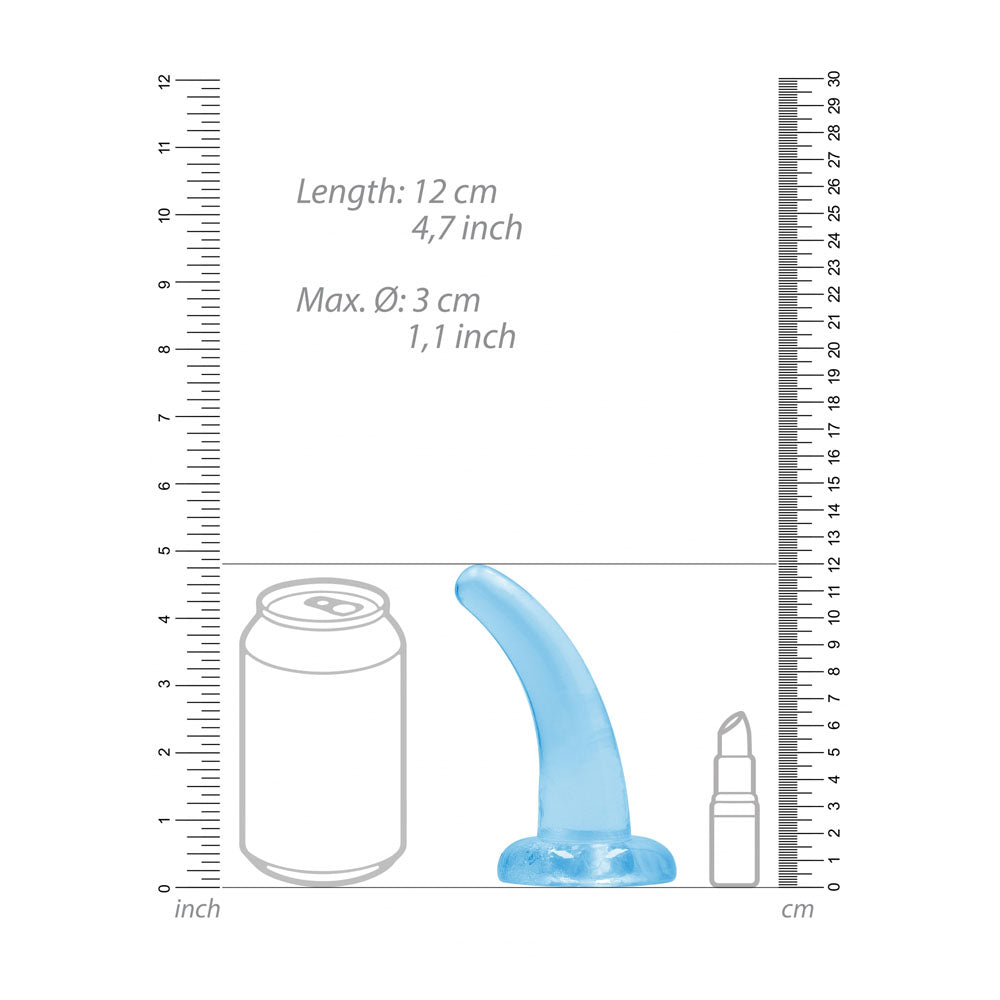 REALROCK Non Realistic Dildo With Suction Cup - 11.5 cm - Blue - Blue 11.5 cm Curved Pegging Dong