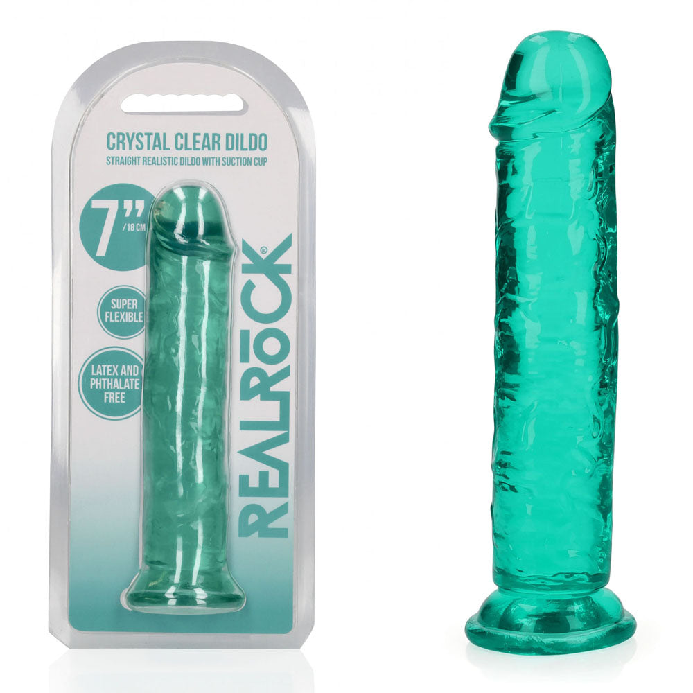 REALROCK 18 cm Straight Dildo - Turquoise - Turquoise 18 cm (7'') Dong