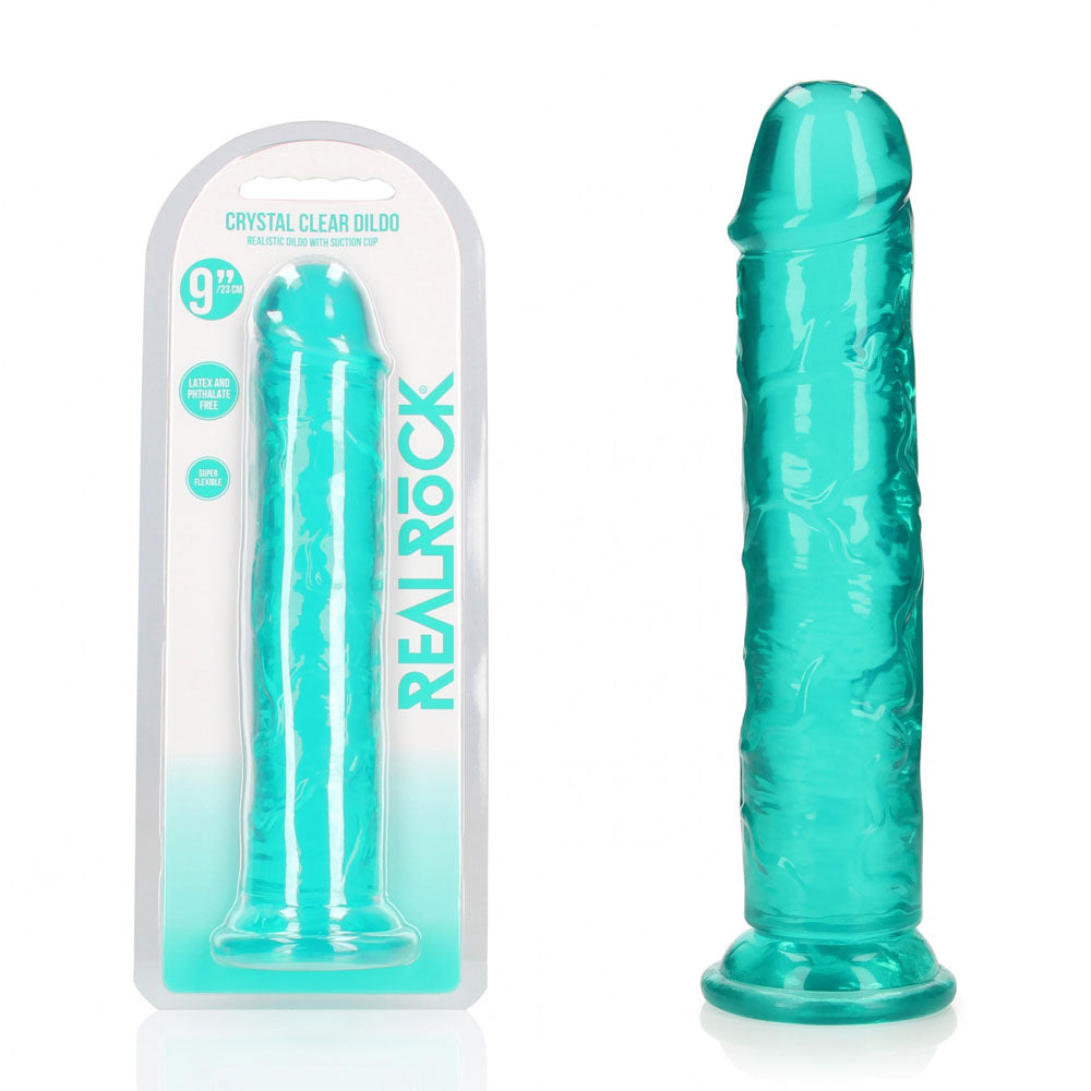 REALROCK 25 cm Straight Dildo - Turquoise - Turquoise 25 cm (10'') Dong