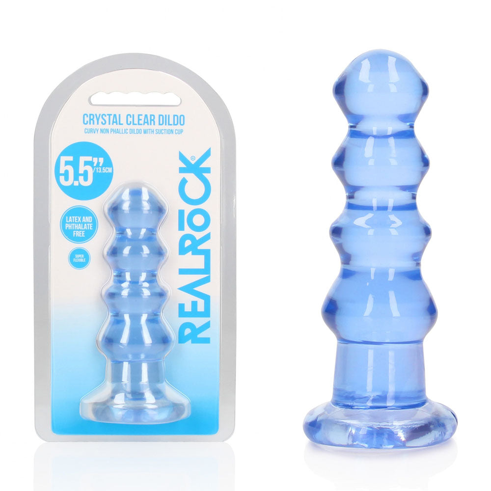 REALROCK 14 cm Curvy Anal Plug - Blue - Blue 14 cm (4.5'') Butt Plug
