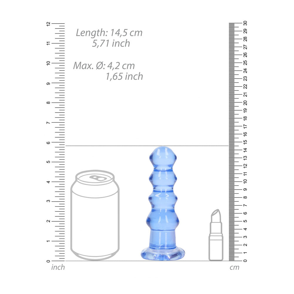 REALROCK 14 cm Curvy Anal Plug - Blue - Blue 14 cm (4.5'') Butt Plug