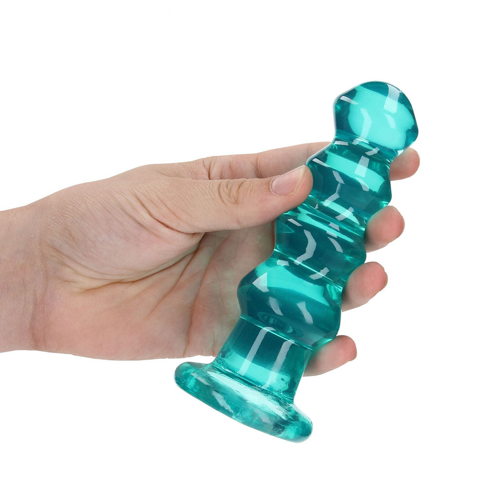 REALROCK 14 cm Curvy Anal Plug - Turquoise - Turquoise 14 cm (4.5'') Butt Plug