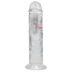 REALROCK 8'' No Balls Wireless Rechargeable LED Vibrating Dong - Clear with LED 22 cm USB Rechargeable Vibrating Dong with Remote