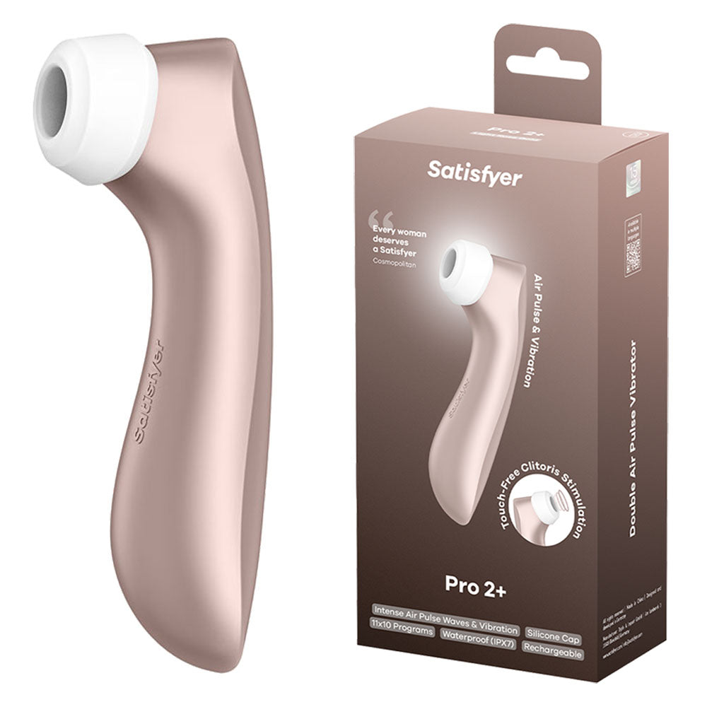 Satisfyer Pro 2+ Rose Gold - Rose Gold Touch-Free USB-C Rechargeable Clitoral Stimulator with Vibration