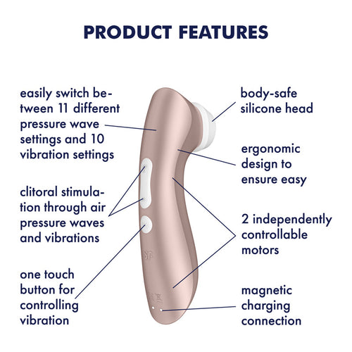 Satisfyer Pro 2+ Rose Gold - Rose Gold Touch-Free USB-C Rechargeable Clitoral Stimulator with Vibration